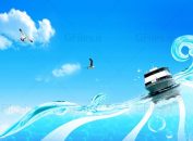 فایل لایه باز کشتی و دریای مواج (PSD)